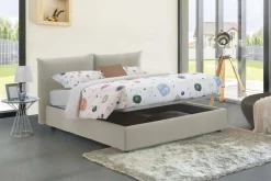 Letto matrimoniale contenitore beige 190x215cm con testiera imbottita - Alizarin