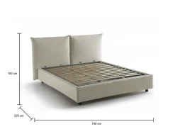 Letto matrimoniale contenitore beige 190x225cm rivestito in tessuto - Aghineo