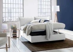 Letti Matrimoniali|Letti Contenitore > Dmora Letto matrimoniale contenitore 175x205cm classico - Adelfia Bianco