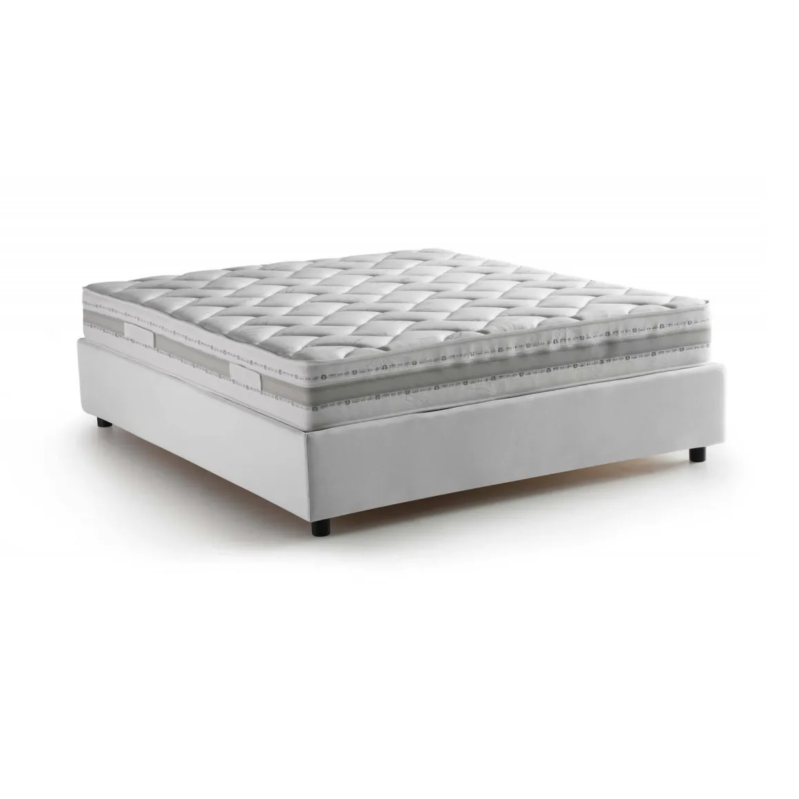 Letti Matrimoniali|Letti Contenitore > Dmora Letto matrimoniale contenitore 175x205cm con salvaspazio - Arnorld Bianco