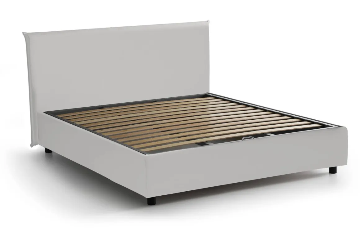 Letti Matrimoniali|Letti Contenitore > Dmora Letto matrimoniale contenitore 175x205cm minimal - Anassimene Bianco