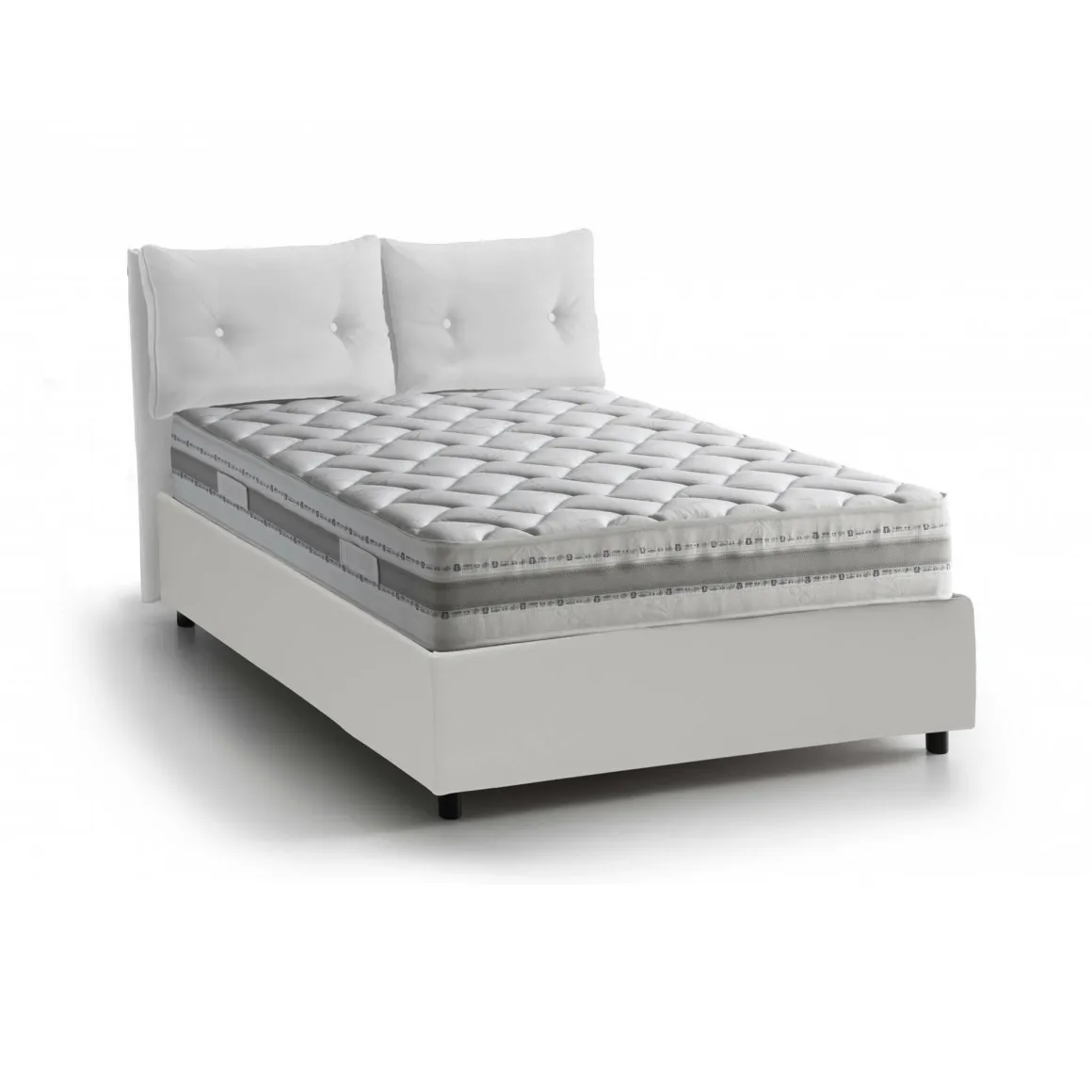 Letto matrimoniale contenitore bianco 175x205cm rivestimento in ecopelle - Hanoi