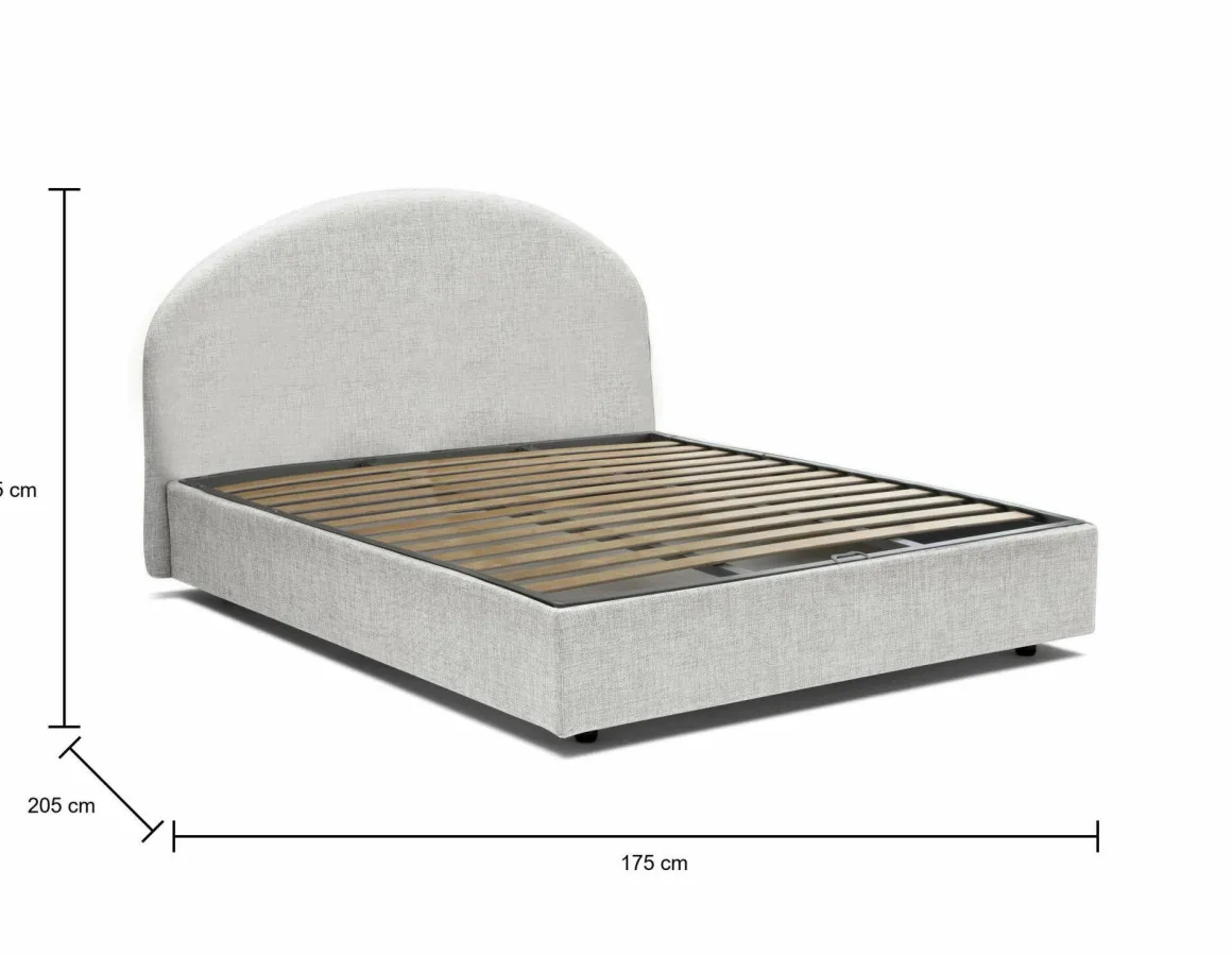 Letto matrimoniale contenitore bianco 175x205cm rivestito in tessuto - Archivio