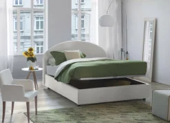Letto matrimoniale contenitore bianco 175x205cm rivestito in tessuto - Archivio