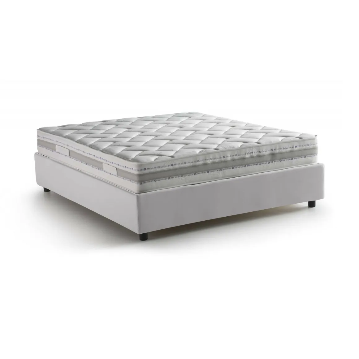 Letti Matrimoniali|Letti Contenitore > Dmora Letto matrimoniale contenitore 175x205cm struttura in legno - Ashlee Bianco