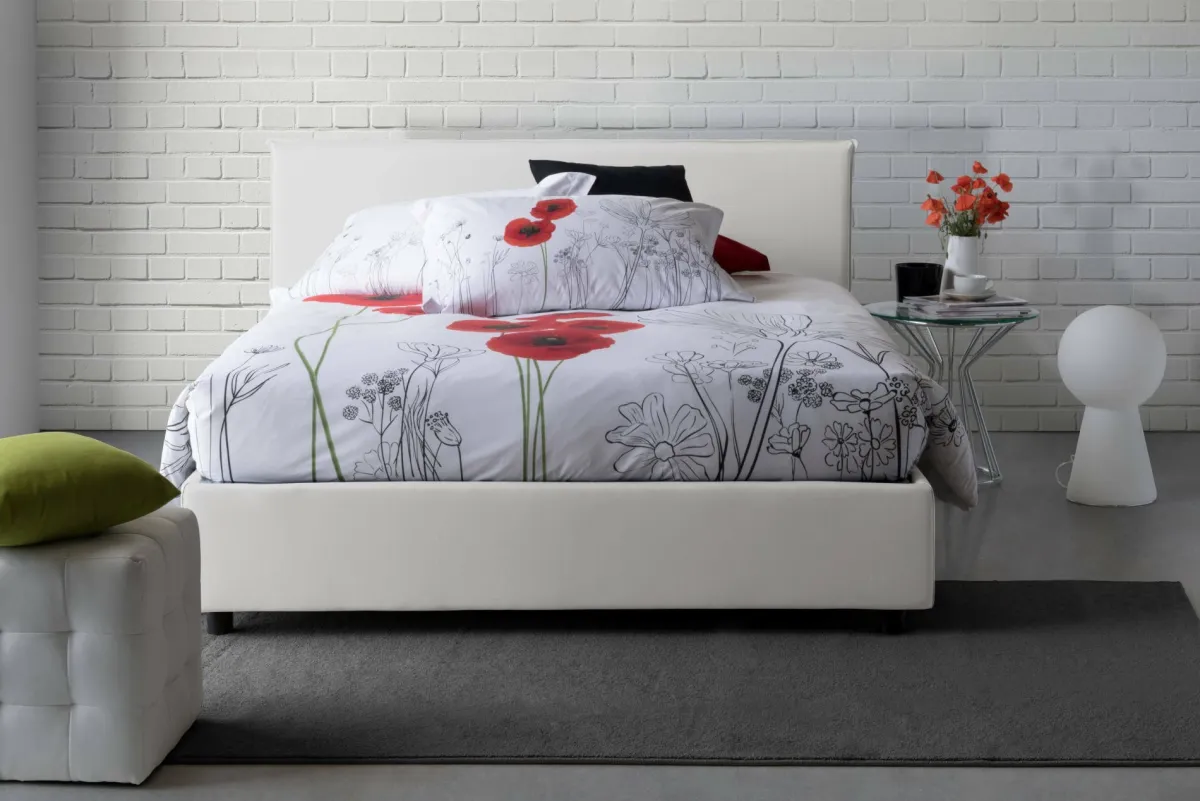 Letti Matrimoniali|Letti Contenitore > Dmora Letto matrimoniale contenitore 175x205cm struttura in legno - Ashlee Bianco