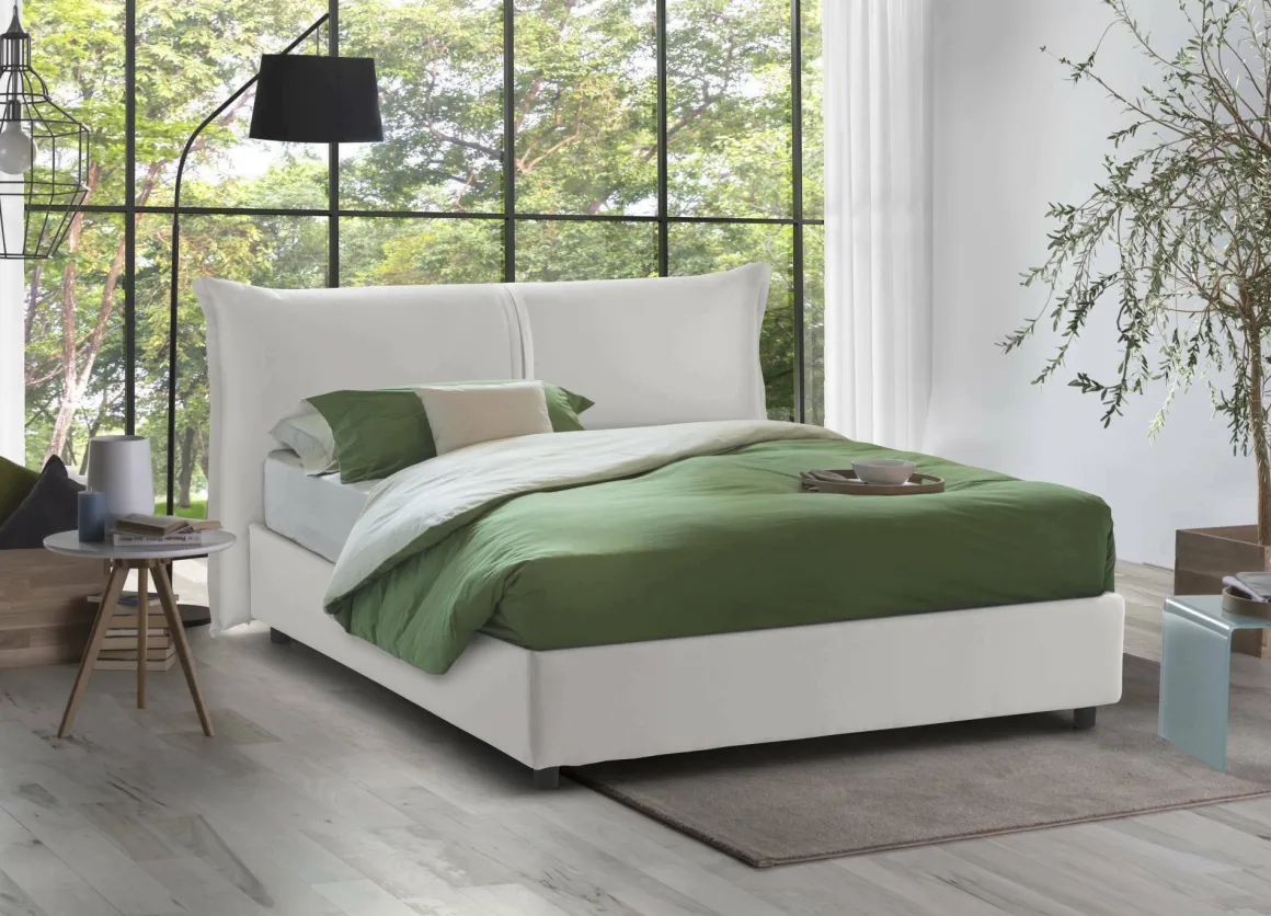 Letti Matrimoniali|Letti Contenitore > Dmora Letto matrimoniale contenitore 175x215cm classico - Verdite Bianco