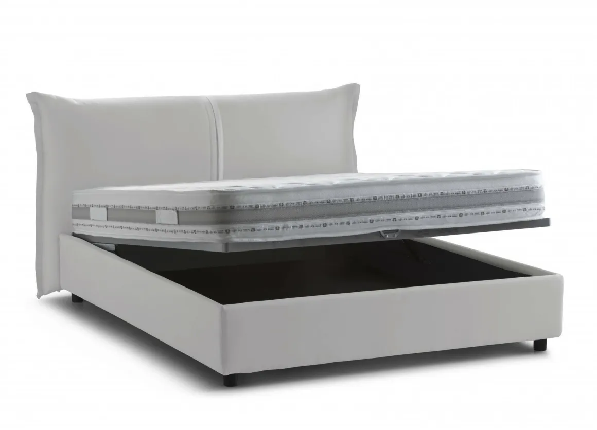 Letti Matrimoniali|Letti Contenitore > Dmora Letto matrimoniale contenitore 175x215cm classico - Verdite Bianco