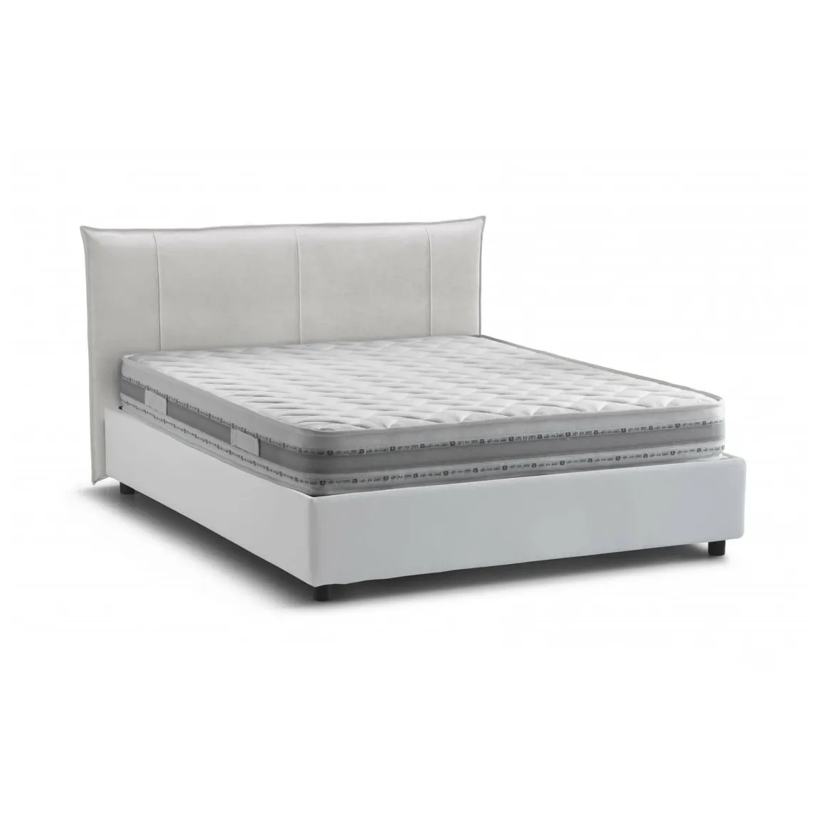 Letti Matrimoniali|Letti Contenitore > Dmora Letto matrimoniale contenitore 175x215cm con testiera arrotondata - Ayur Bianco