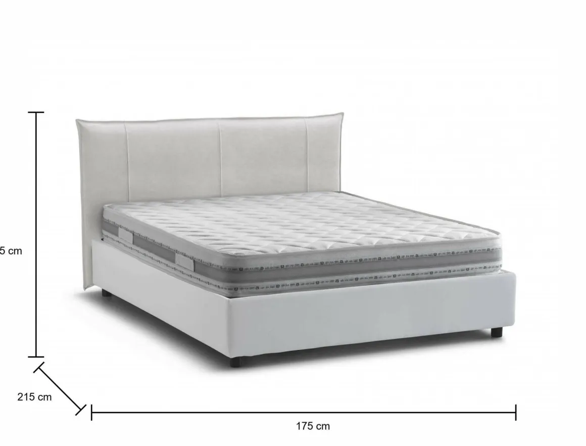 Letti Matrimoniali|Letti Contenitore > Dmora Letto matrimoniale contenitore 175x215cm con testiera arrotondata - Ayur Bianco