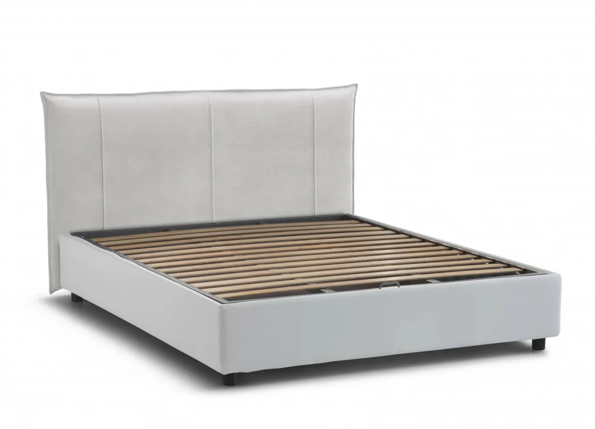 Letti Matrimoniali|Letti Contenitore > Dmora Letto matrimoniale contenitore 175x215cm con testiera arrotondata - Ayur Bianco