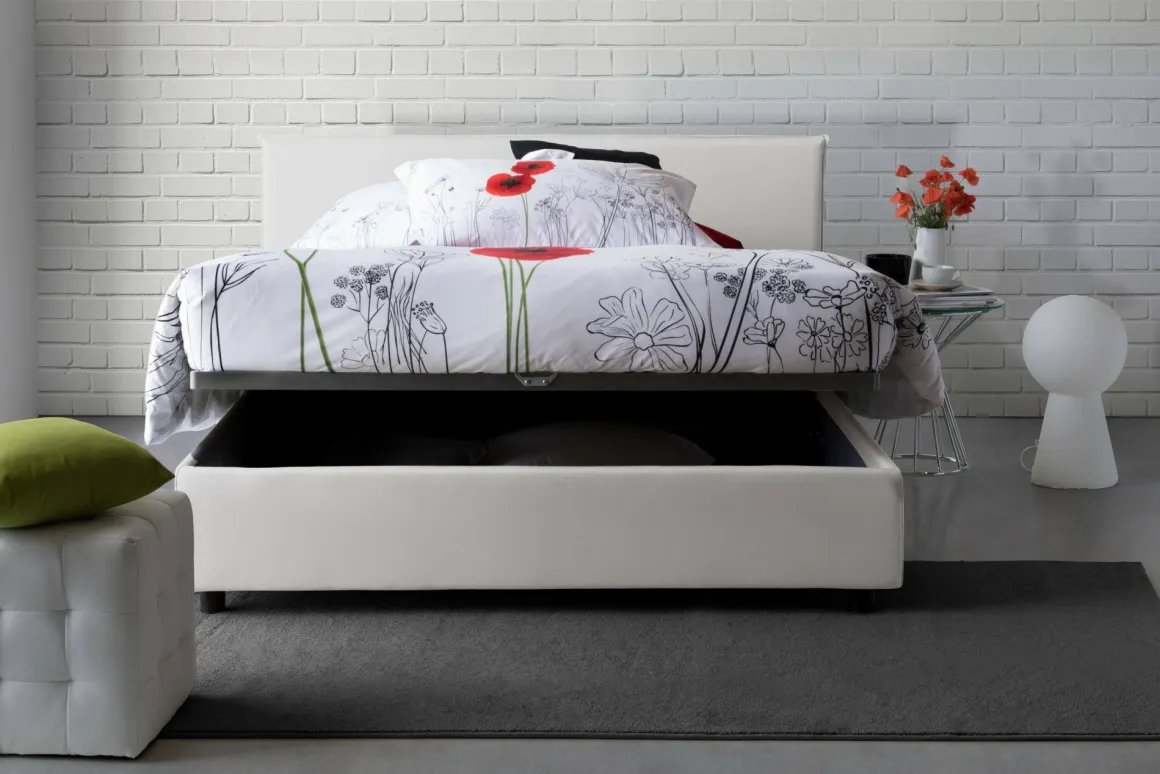 Letti Matrimoniali|Letti Contenitore > Dmora Letto matrimoniale contenitore 175x215cm robusto - Ambassador Bianco