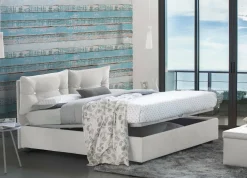Letti Matrimoniali|Letti Contenitore > Dmora Letto matrimoniale contenitore 175x215cm sfoderabile - Aris Bianco