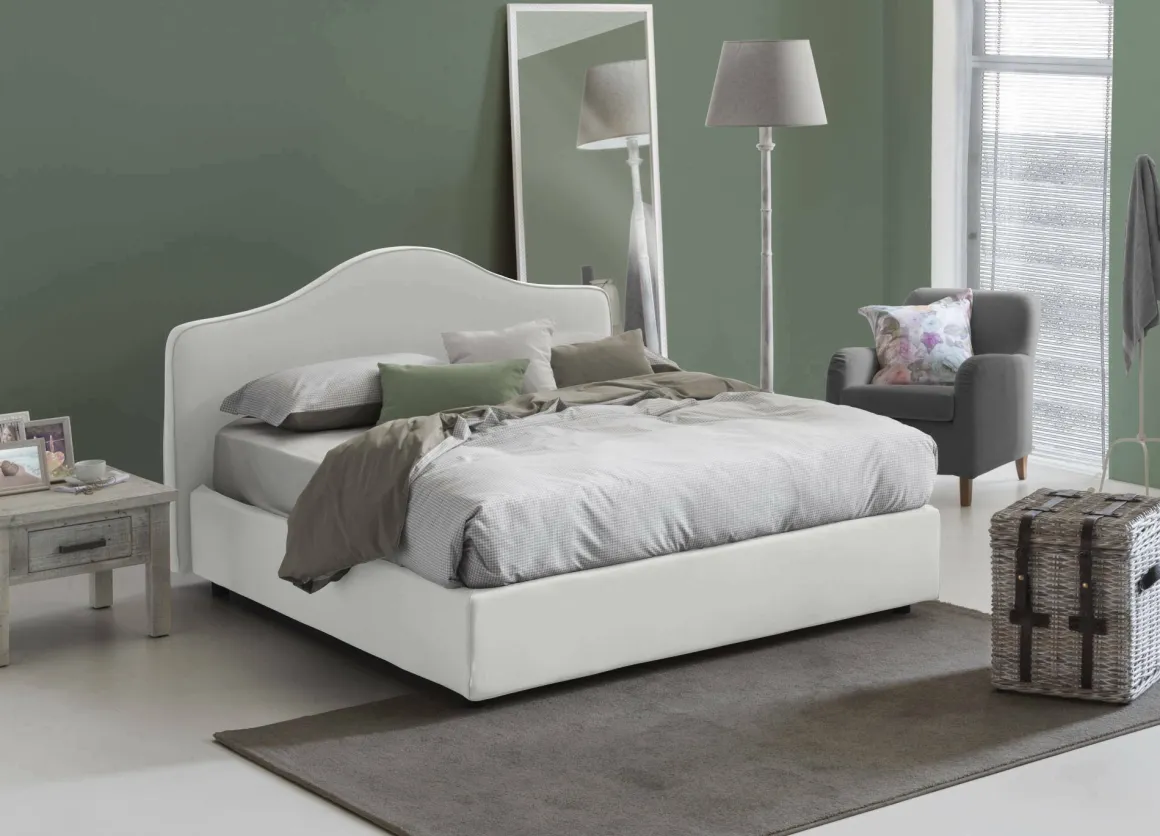 Letti Matrimoniali|Letti Contenitore > Dmora Letto matrimoniale contenitore 190x215cm - Arpino Bianco