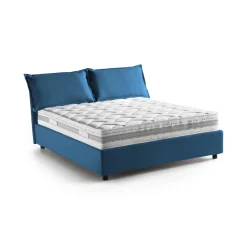 Letti Matrimoniali|Letti Contenitore > Dmora Letto matrimoniale contenitore 175x205cm rivestimento in tessuto - Annibale Blu