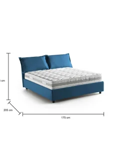 Letto matrimoniale contenitore blu 175x205cm rete con materasso - Amelinda