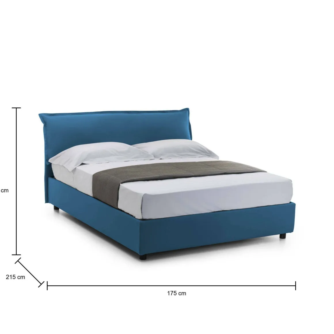 Letti Matrimoniali|Letti Contenitore > Dmora Letto matrimoniale contenitore 175x215cm con rete inclusa - Arcan Blu