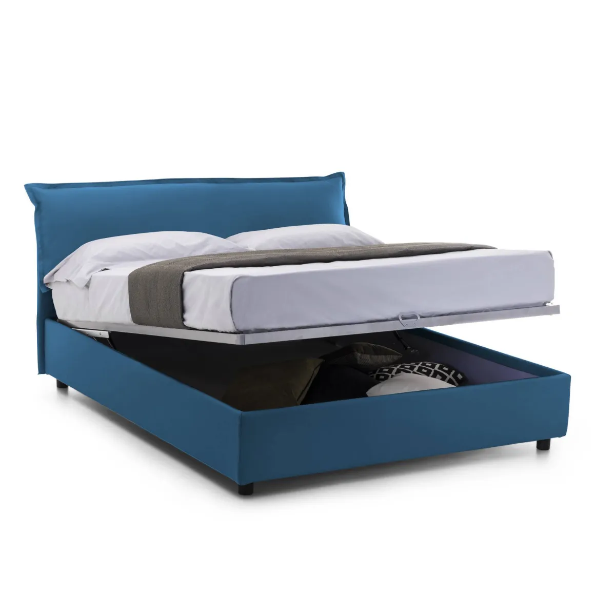Letti Matrimoniali|Letti Contenitore > Dmora Letto matrimoniale contenitore 190x215cm stabile - Arpino Blu