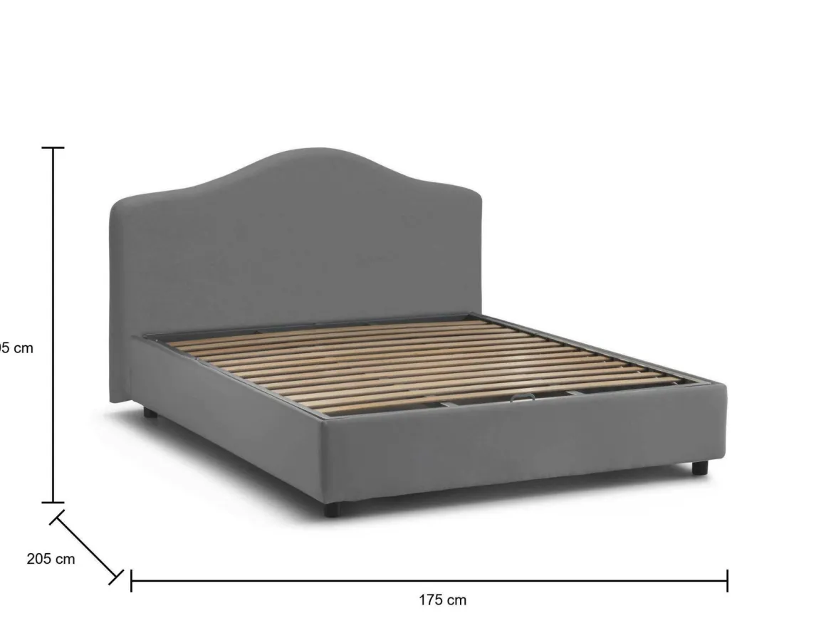 Letto matrimoniale contenitore grigio 175x205cm chic - Abigael