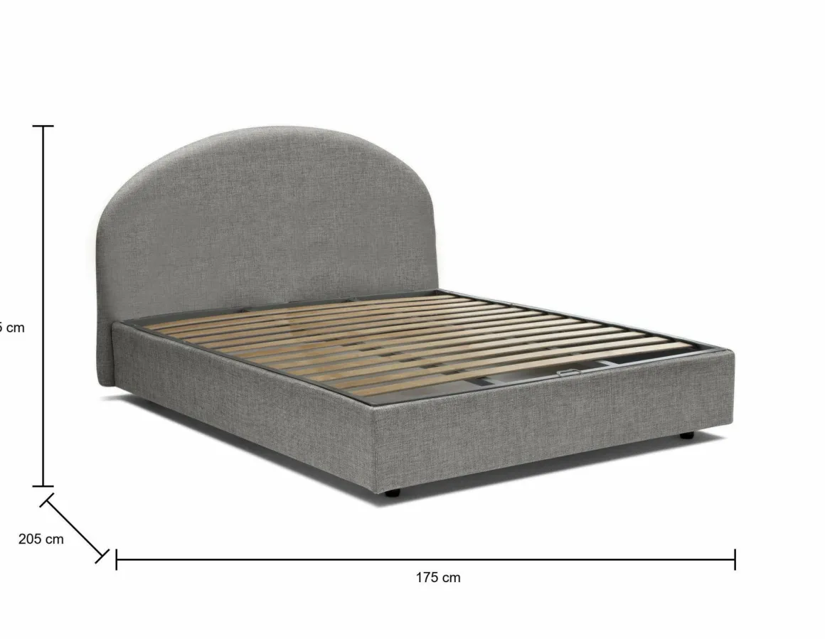 Letti Matrimoniali|Letti Contenitore > Dmora Letto matrimoniale contenitore 175x205cm rivestimento lavabile - Apel Grigio
