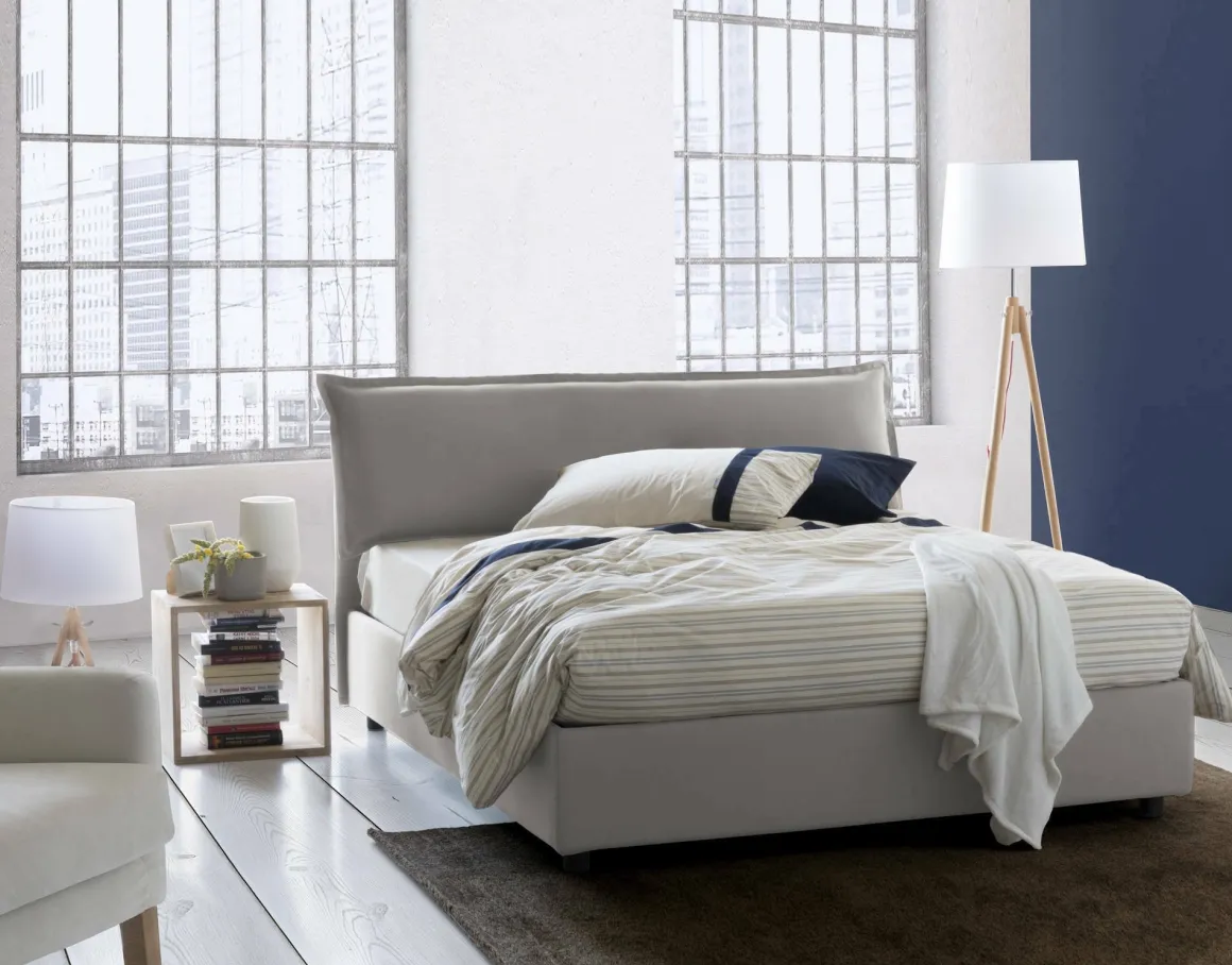 Letti Matrimoniali|Letti Contenitore > Dmora Letto matrimoniale contenitore 175x205cm robusto - Amilcare Grigio