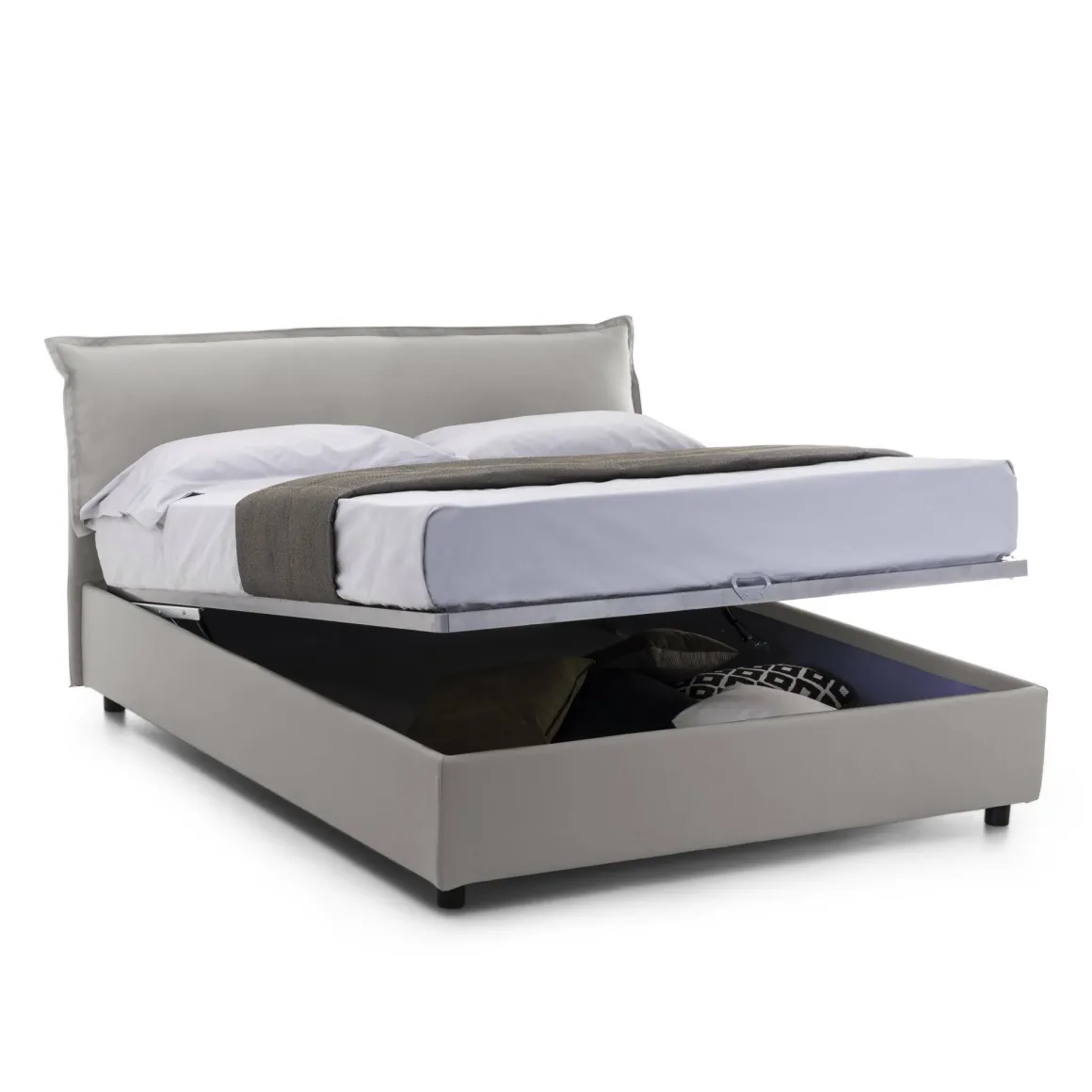 Letti Matrimoniali|Letti Contenitore > Dmora Letto matrimoniale contenitore 175x205cm robusto - Amilcare Grigio