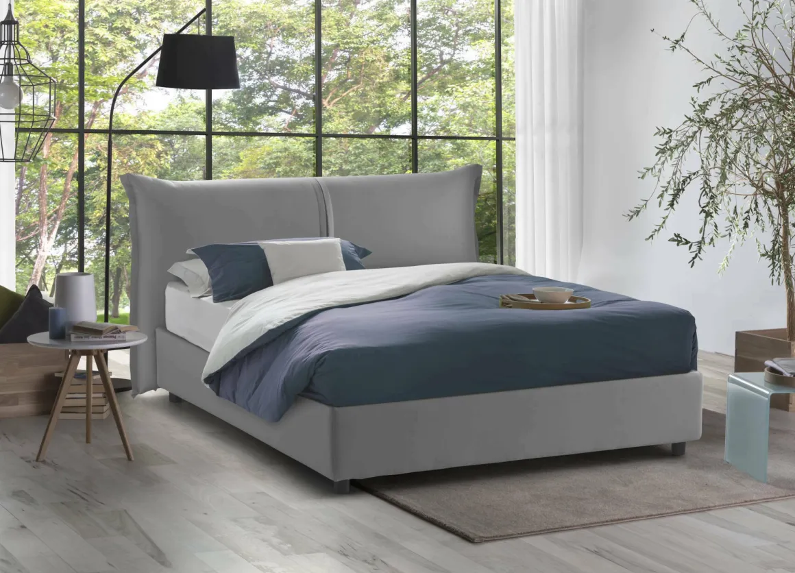 Letti Matrimoniali|Letti Contenitore > Dmora Letto matrimoniale contenitore 175x205cm sfoderabile - Anjin Grigio