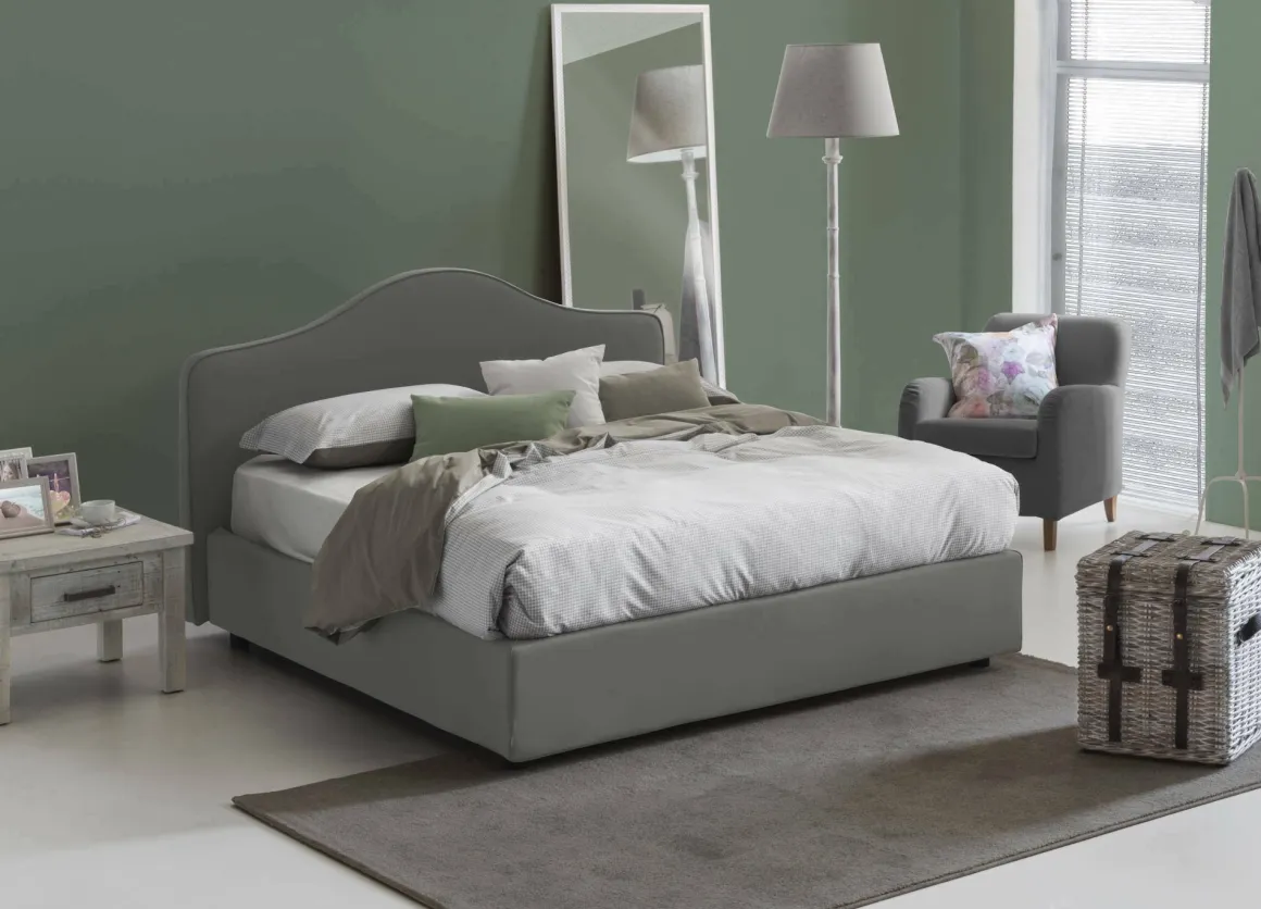 Letti Matrimoniali|Letti Contenitore > Dmora Letto matrimoniale contenitore 175x215cm chic - Amy Grigio