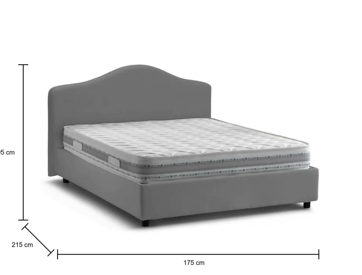 Letti Matrimoniali|Letti Contenitore > Dmora Letto matrimoniale contenitore 175x215cm chic - Amy Grigio