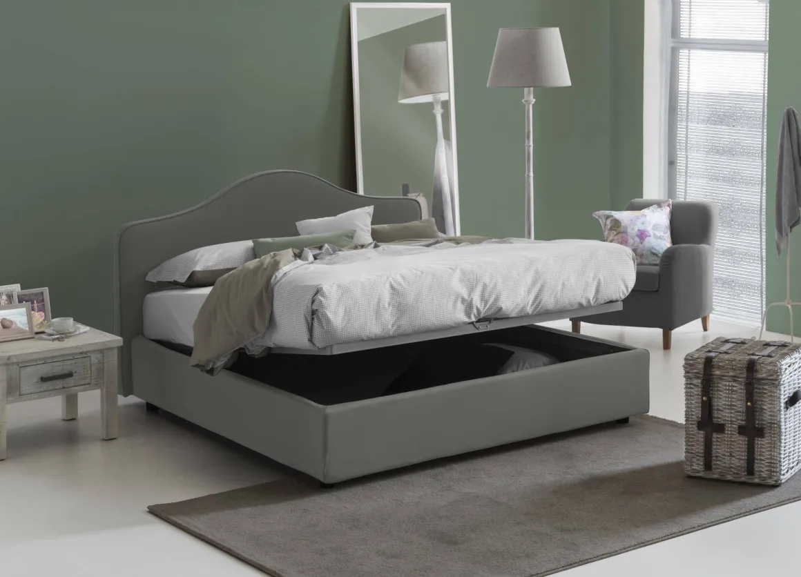 Letti Matrimoniali|Letti Contenitore > Dmora Letto matrimoniale contenitore 175x215cm chic - Amy Grigio