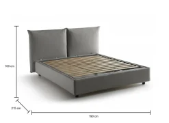 Letti Matrimoniali|Letti Contenitore > Dmora Letto matrimoniale contenitore 190x225cm - Arcole Grigio