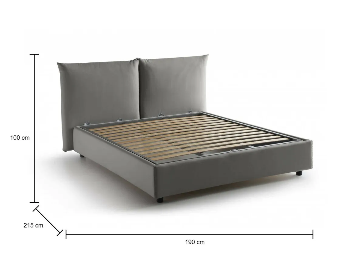 Letti Matrimoniali|Letti Contenitore > Dmora Letto matrimoniale contenitore 190x225cm - Arcole Grigio