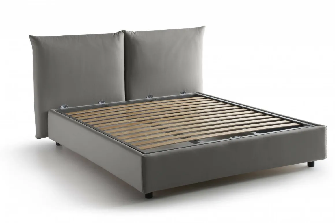 Letti Matrimoniali|Letti Contenitore > Dmora Letto matrimoniale contenitore 190x225cm - Arcole Grigio