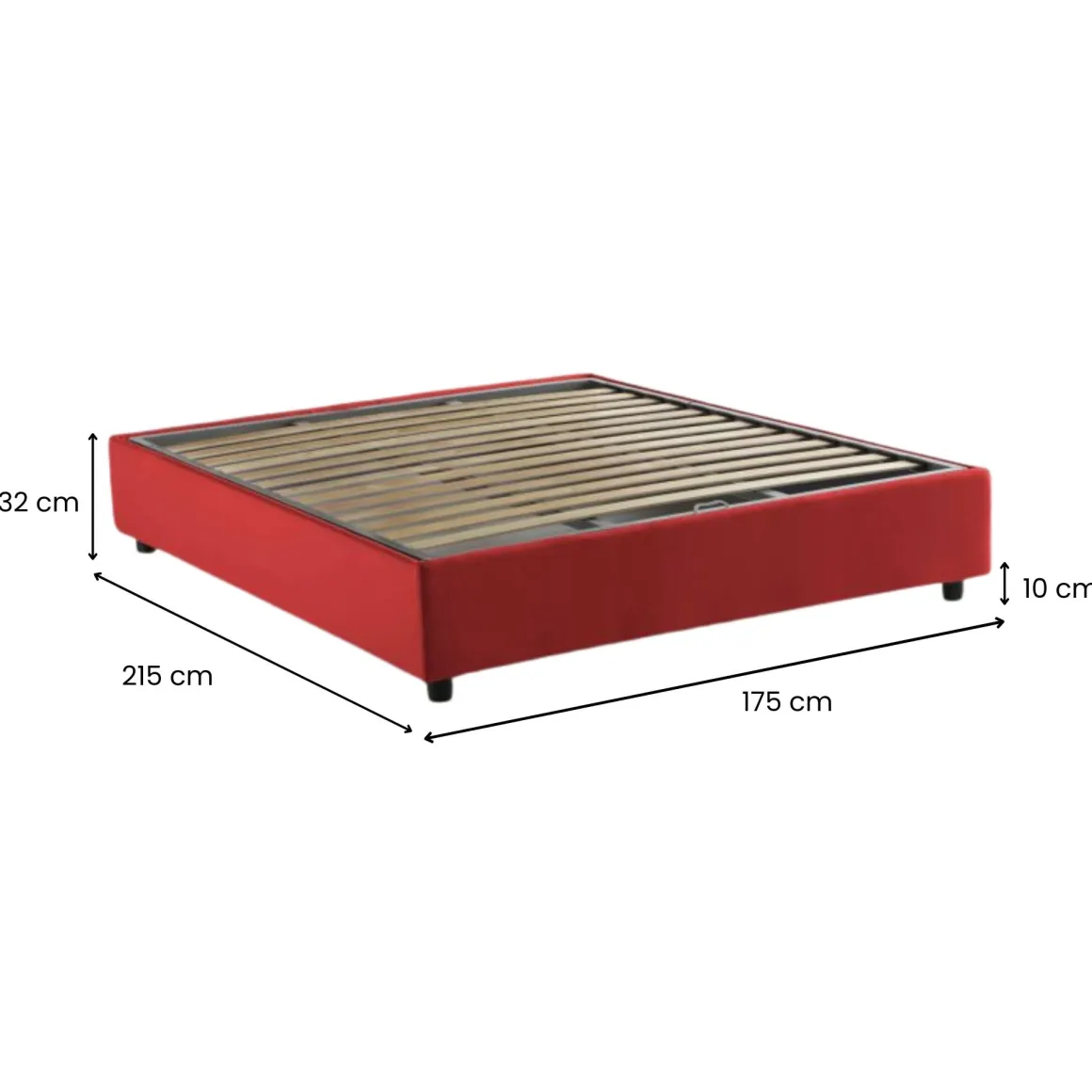 Letto matrimoniale contenitore rosso 175x215cm - Alaska