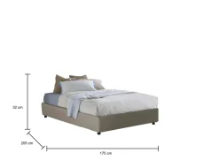 Letto matrimoniale contenitore tortora 175x205cm - Abul