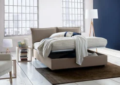 Letti Matrimoniali|Letti Contenitore > Dmora Letto matrimoniale contenitore tortora 175x205cm con piedini antiscivolo - Annibale Grigio Tortora