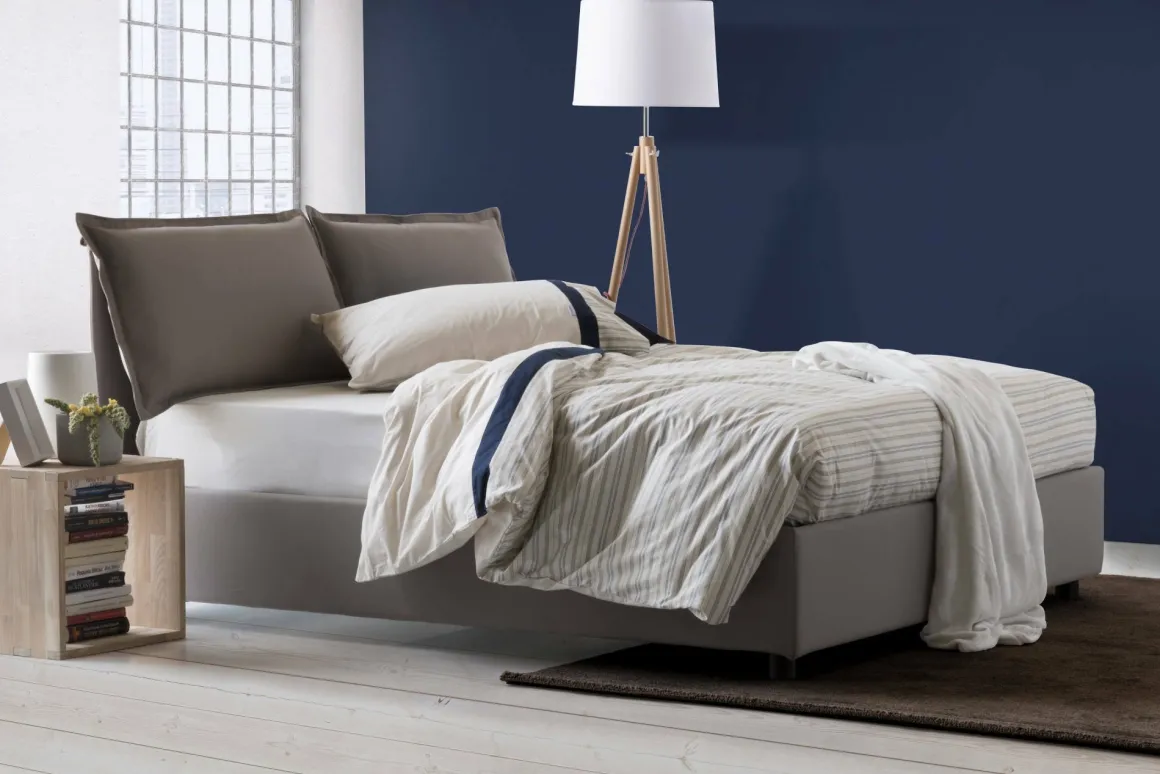 Letto matrimoniale contenitore tortora 175x205cm con materasso - Amelinda