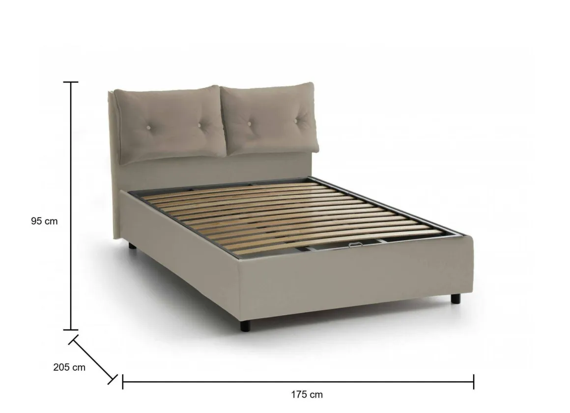 Letti Matrimoniali|Letti Contenitore > Dmora Letto matrimoniale contenitore tortora 175x205cm design - Alastorn Grigio