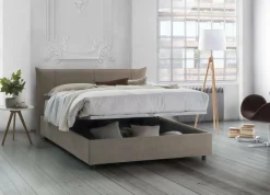 Letti Matrimoniali|Letti Contenitore > Dmora Letto matrimoniale contenitore tortora 175x205cm imbottito - Nessuna Grigio