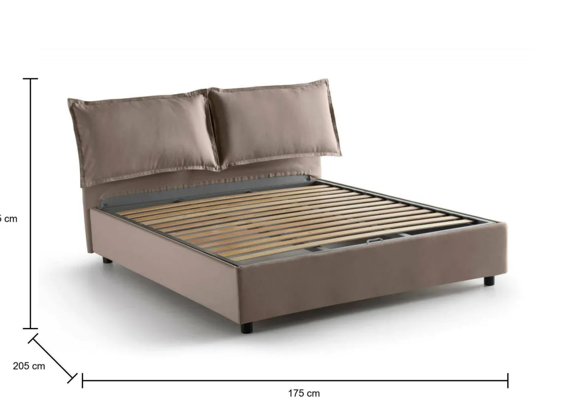 Letti Matrimoniali|Letti Contenitore > Dmora Letto matrimoniale contenitore tortora 175x205cm rivestimento in ecopelle - Hanoi Grigio