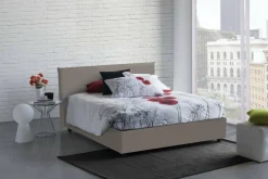 Letto matrimoniale contenitore tortora 175x205cm rivestimento in ecopelle - Scolecite