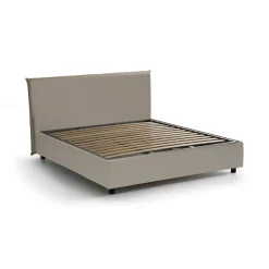 Letto matrimoniale contenitore tortora 175x205cm rivestimento in ecopelle - Scolecite