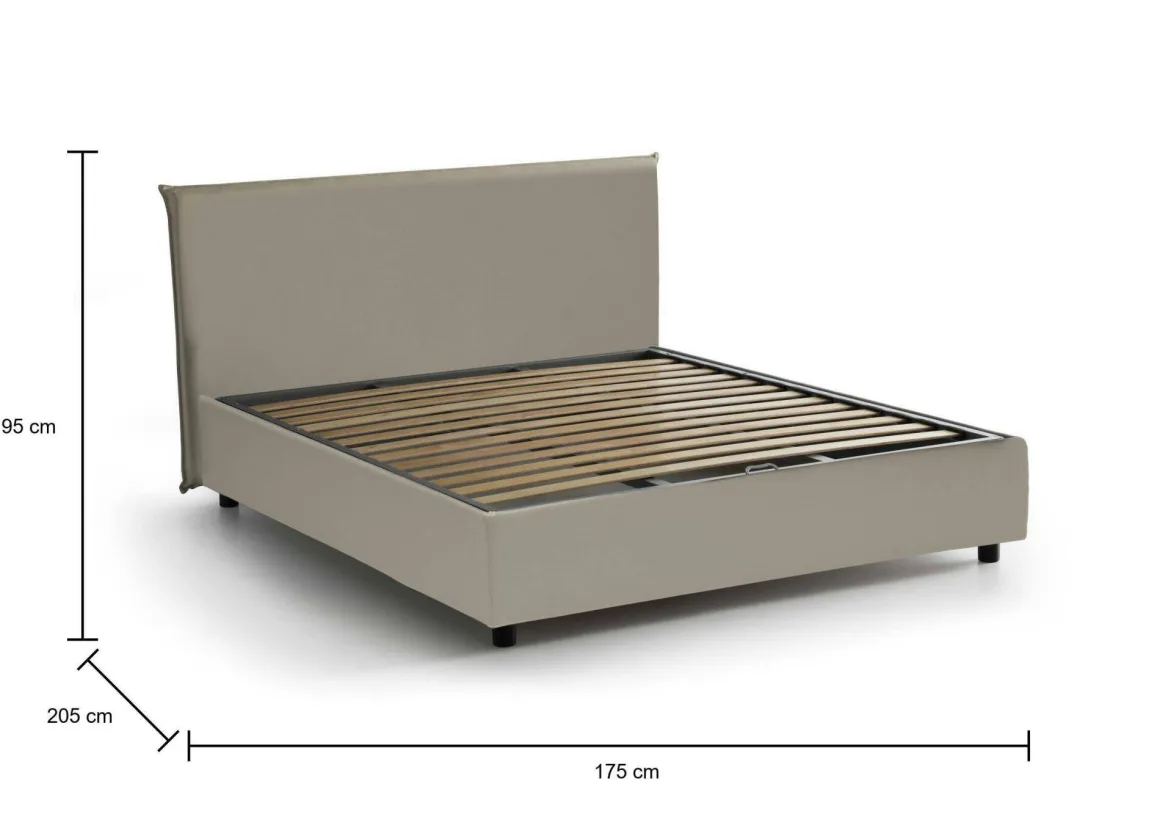 Letto matrimoniale contenitore tortora 175x205cm rivestimento in ecopelle - Scolecite