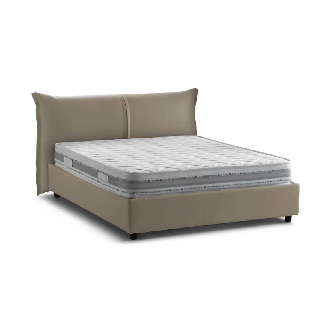 Letto matrimoniale contenitore tortora 175x215cm accogliente - Aldus