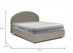 Letto matrimoniale contenitore tortora 175x215cm con testiera arrotondata - Ayur