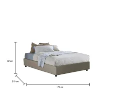 Letti Matrimoniali|Camera Da Letto > Dmora Letto matrimoniale contenitore tortora 175x215cm moderno - Arcan Grigio Tortora
