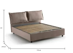 Letti Matrimoniali|Letti Contenitore > Dmora Letto matrimoniale contenitore tortora 175x215cm rivestimento in ecopelle - Aylyn Grigio