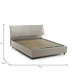 Letto matrimoniale contenitore tortora 175x215cm stabile - Apaia