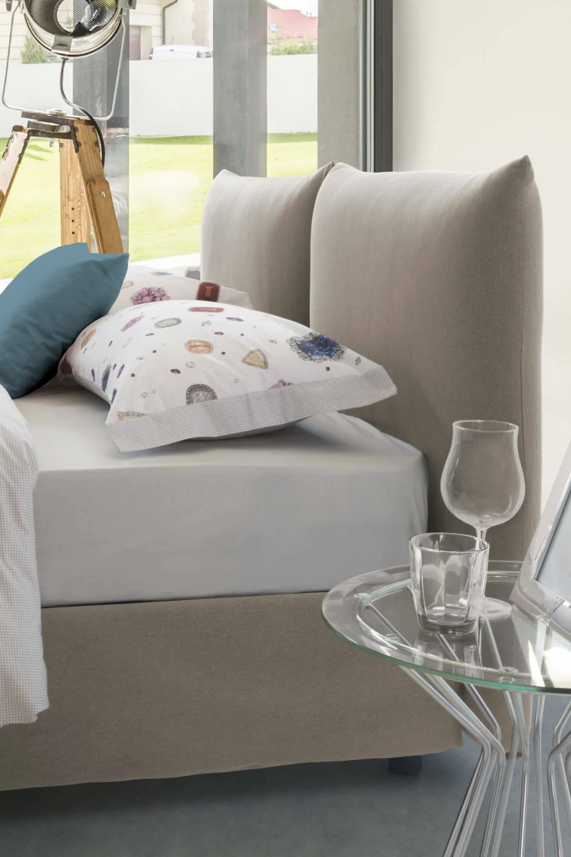 Letto matrimoniale contenitore tortora 190x225cm - Arcole