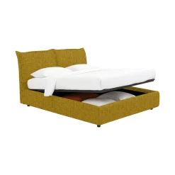Letti Matrimoniali|Letti Contenitore > Dmora Letto Matrimoniale Sfoderabile Contenitore, Dimensione Materasso 160x190 cm - Colere Giallo Ocra